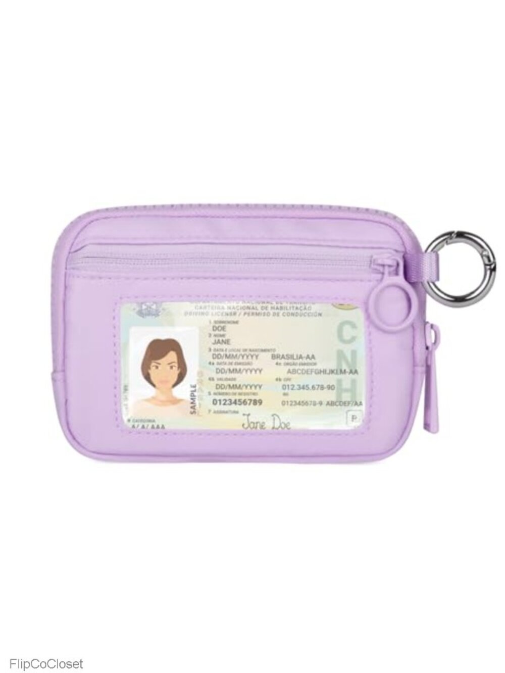 Mini Zip Around Wallet with ID Window Keychain Coin Purse